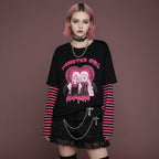 Harajuku T-Shirt Women Japanese Horror Comics Twins Print - Vusy Kawaii Shop