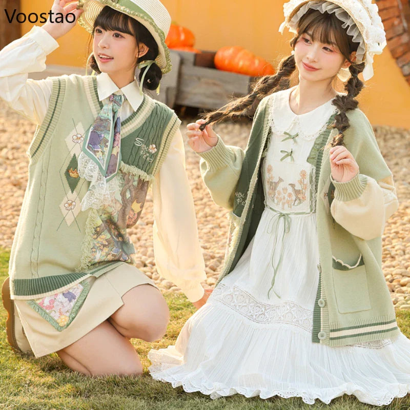 Mori Girl Style Sweet Knitted Cardigan Women Kawaii Cartoon - Vusy Kawaii Shop