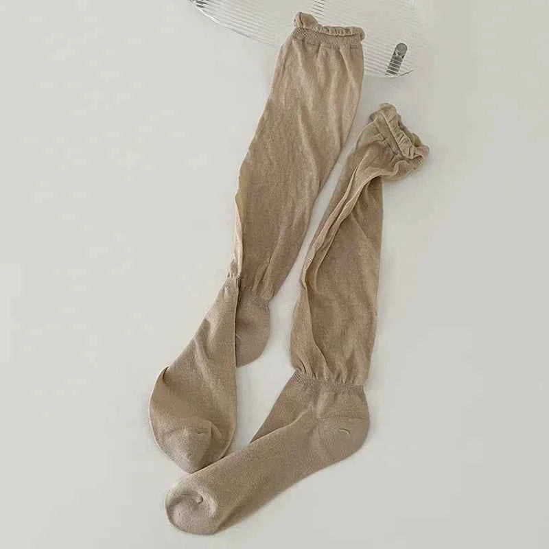 Thigh High Stockings Women Girls Black White JK Long Socks Lolita Summer Leggings Sweet Ballet Hosiery Thin Loose Costumes