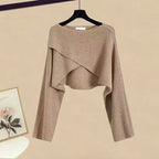 Autumn-Winter Vintage Two-Piece Set Knit Sweater Denim - Vusy Kawaii Shop