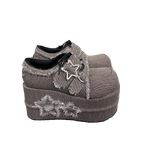 GURURU Original Star Denim Subculture Spicy Girl Thick Sole Shoes Lorita PU Round Head Fashion Street Girl Shoes