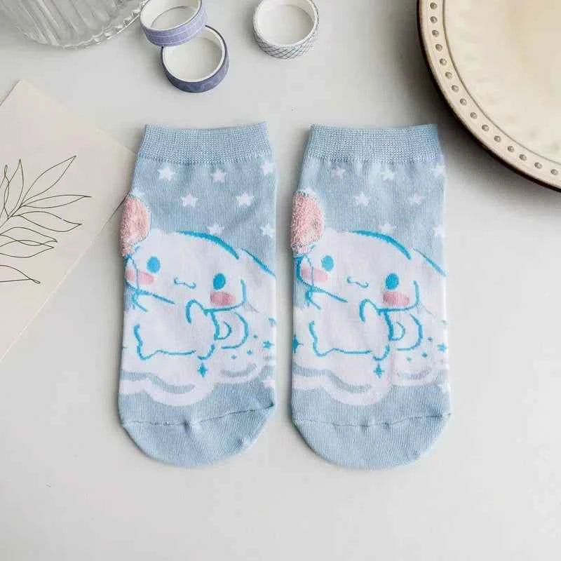 Kawaii Sanrio Socks Cinnamoroll Anime low Cut Student Summer Thin Comfortable Movement Socks Toys for Girls Lovely short socks