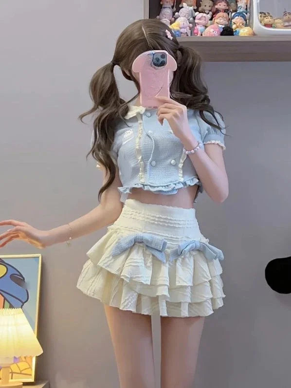 Sweet Japanese Lolita Women Korean Cake Skirt Suit Kawaii - Vusy Kawaii Shop