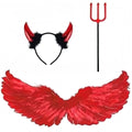 Red Devil Halloween Costume Set with Wings Horns and Tutu Skirt