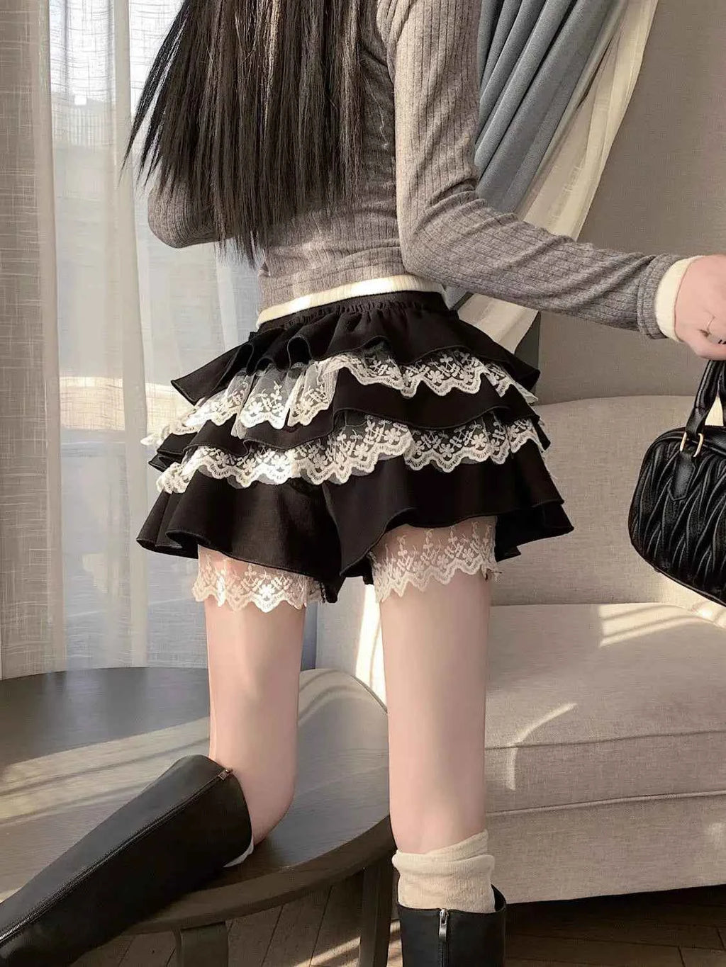 Kawaii Sweet Design Lace Patchwork Cake Skirt Spring Summer