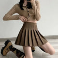 Women Suit Autumn V Neck Single Breasted Long Sleeve Knitted