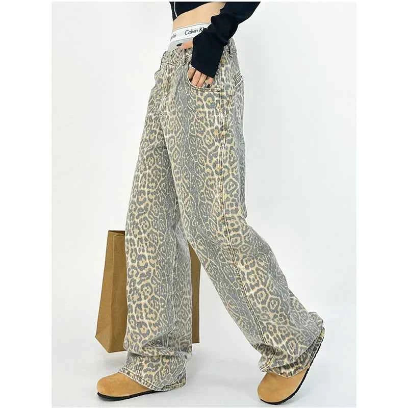 Leopard Print Overalls - Y2K Harajuku Street Style