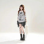 Fake Two Piece Spliced Graffiti Printed Short Sleeve - Vusy Kawaii Shop