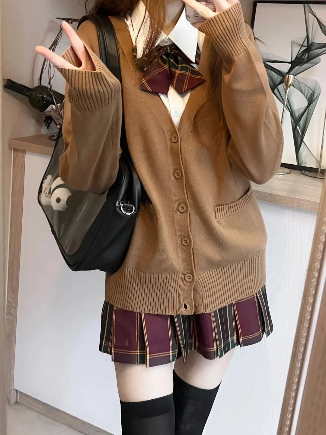 Japanese Fashion Solid Color V-Neck Knitted Sweater, NewJK - Vusy Kawaii Shop