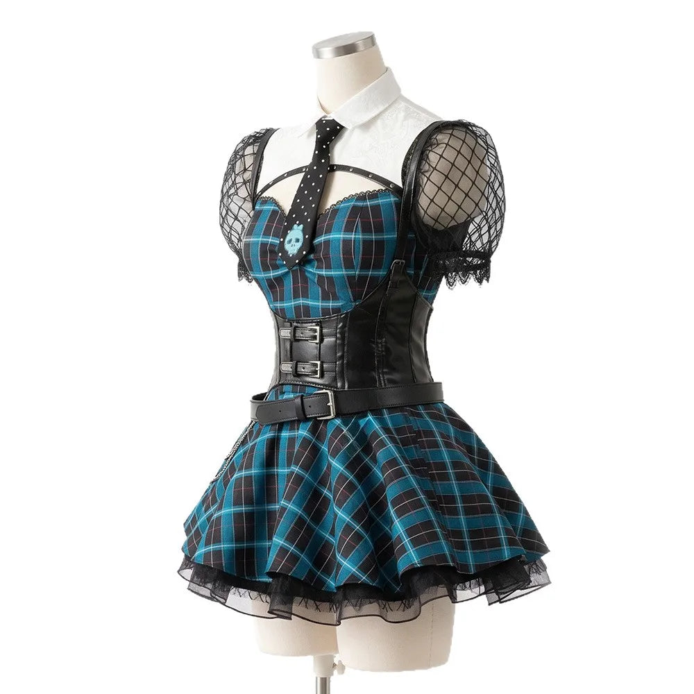 Frankie Stein Monster High plaid dress on mannequin, front view