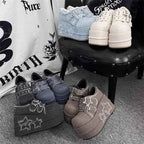 GURURU Original Star Denim Subculture Spicy Girl Thick Sole Shoes Lorita PU Round Head Fashion Street Girl Shoes