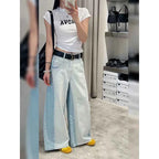 Women's Blue Y2k Baggy Jeans Harajuku Vintage Denim Trousers High Waist Bent Knife Jeans Long Pants Japanese 2000s Style Clothes