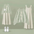 Women Spring and Autumn Fashion Knitted Sweater and Sling - Vusy Kawaii Shop