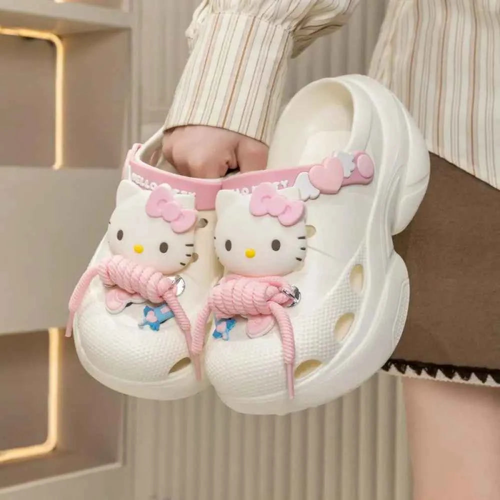 Cute Hello Kitty Sandals Women Eva Slippers Sanrioed Kawaii Anime Summer Girls Female Summer Beach Outside Anti-Slip Sandals