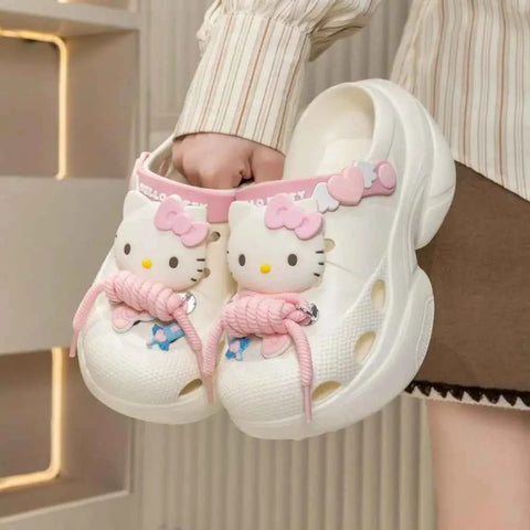 Cute Hello Kitty Sandals Women Eva Slippers Sanrioed Kawaii Anime Summer Girls Female Summer Beach Outside Anti-Slip Sandals