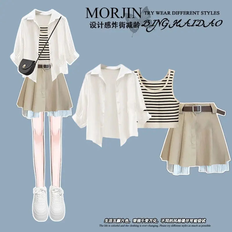 Spring-Summer Wear Set Fashion Shirt Top Slimming Tank Top - Vusy Kawaii Shop