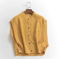 Cable Knit Sweater Vest Cozy Button-Up Sleeveless Crop Top