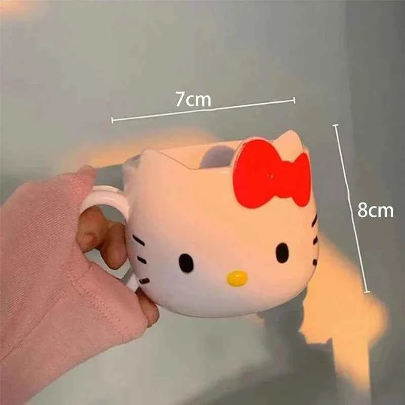 Kawaii Sanrio Anime Water Cup Cute Hello Kitty Breakfast Milk Cup Sweet Cartoon Fashion Versatile Plastic Mug Cup Gifts for Girl