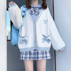Pink Bow Women Sweaters Cardigan Korean Sweet Knitted Loose - Vusy Kawaii Shop