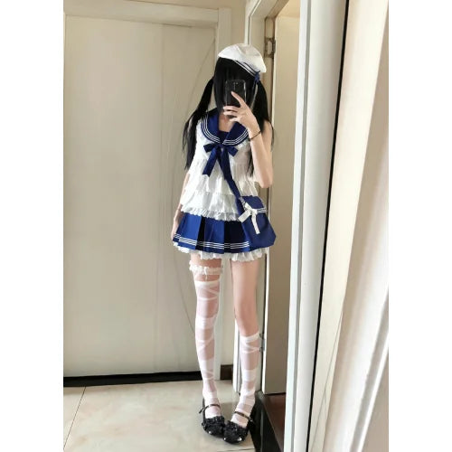 Preppy Style Sailor Uniform Sets Women Outfits Sailor Neck - Vusy Kawaii Shop