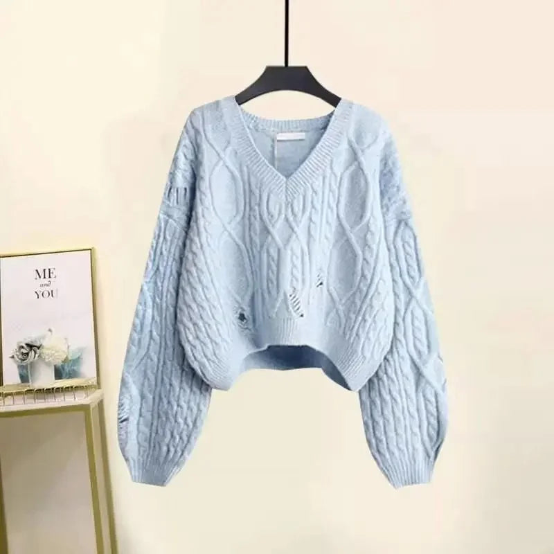 Soft Street Style Knitted Sweater Top and Bottom Set Autumn - Vusy Kawaii Shop