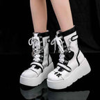 Lolita Thick Sole Boots Y2K Versatile Punk Motorcycle Thick Sole Mid Barrel Boots Women's Cute Spicy Girl Motorcycle Boots