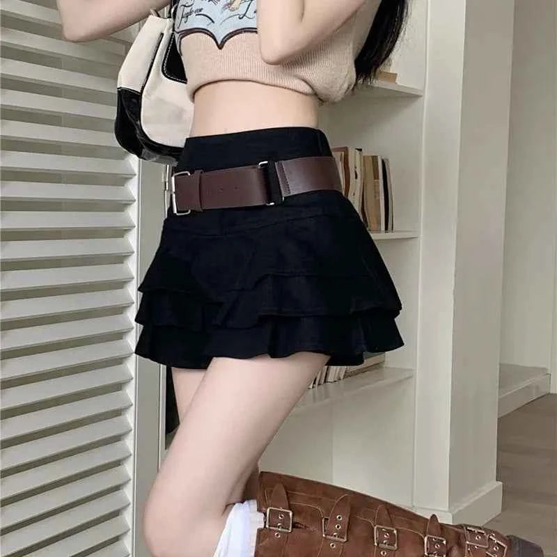 American Retro Tiered Cake Skirts Women Classic Gothic