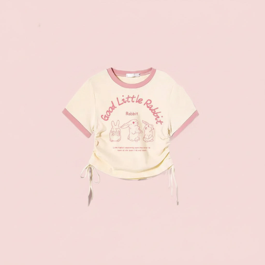 Korean Spring Summer Set Short Sleeve T-Shirt and Pink - Vusy Kawaii Shop