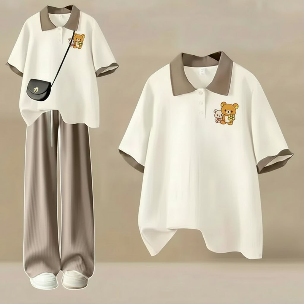 Summer Loose Polo Short-Sleeved T-Shirt with Sweet Style - Vusy Kawaii Shop