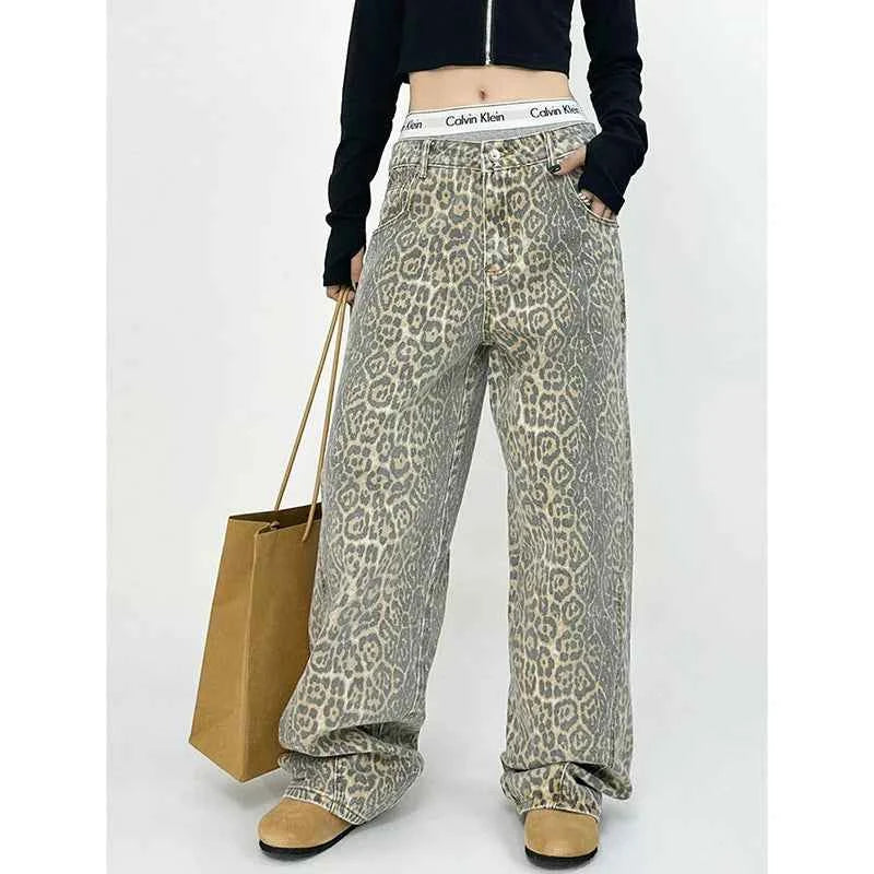 Leopard Print Overalls Harajuku Street Style