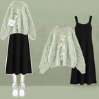 Women Spring and Autumn Fashion Knitted Sweater and Sling - Vusy Kawaii Shop