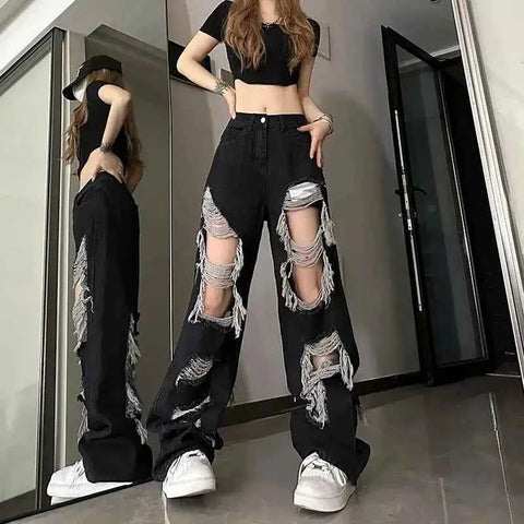Distressed Broken Hole Jeans front