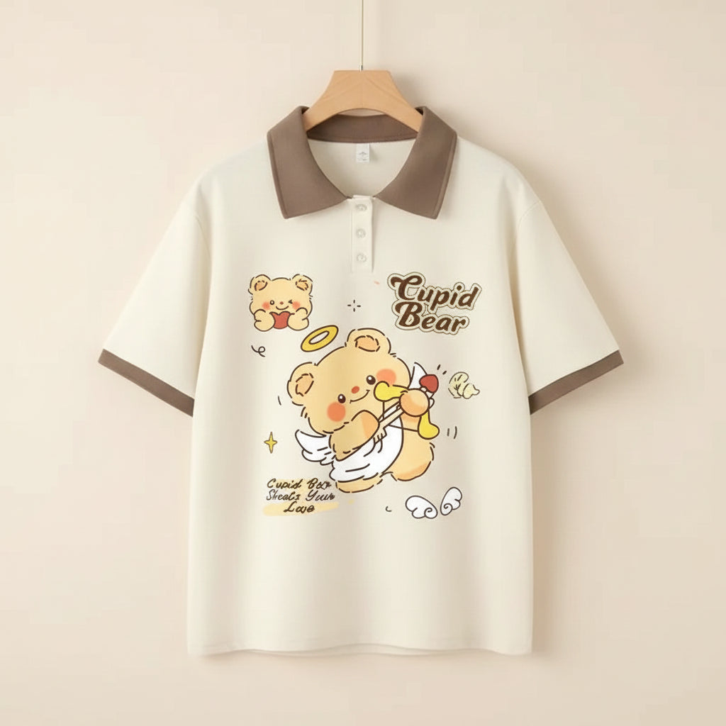 Summer Loose Polo Short-Sleeved T-Shirt Cute Sweet Cartoon - Vusy Kawaii Shop