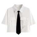 Tracksuit Set Korean College Style with Short-Sleeve Shirt