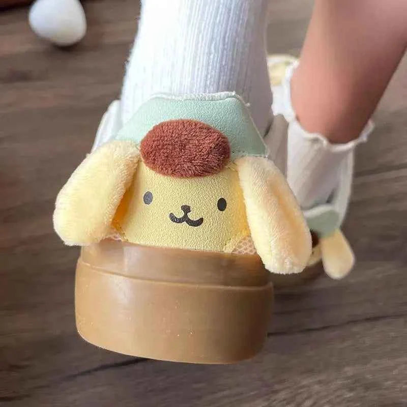 Anime Sanrios Shoes Woman Anti-Slip Sneakers Cartoon Pompom Purins Student Versatile Skate Shoes Girls Kawaii Thick Soled Shoes