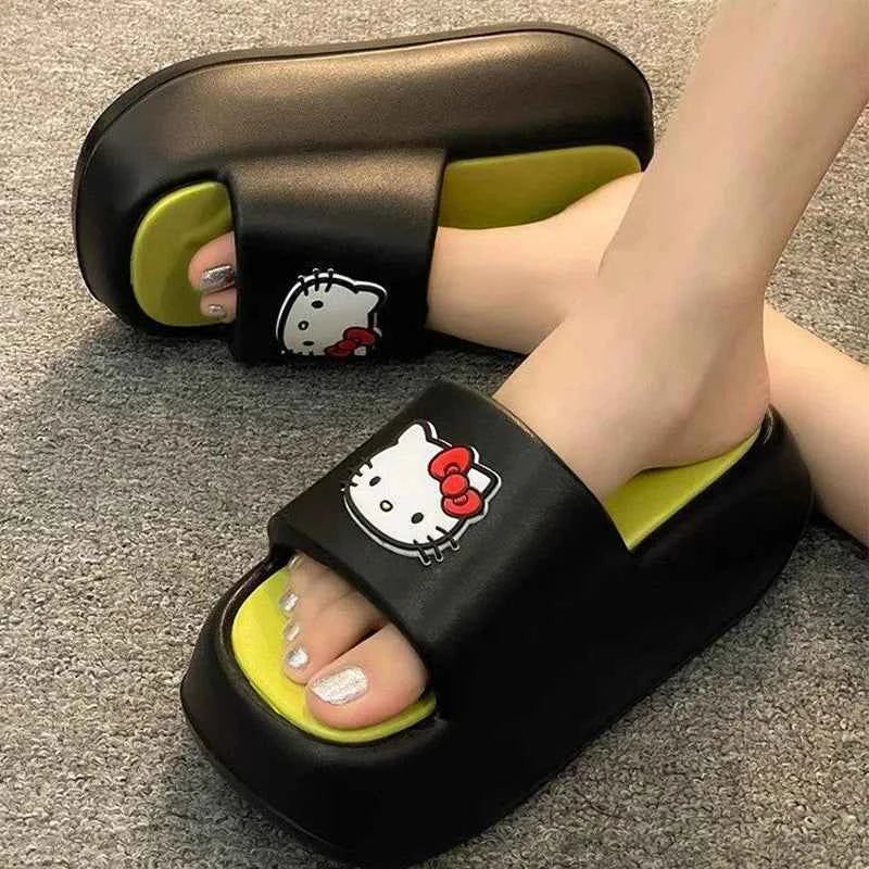 Kawaii Hello Kittys Eva Slippers for Women Cartoon Sanrios Thick Sole Flip-Flops Non Slip Beach Sandals Cute Girls Casual Shoes