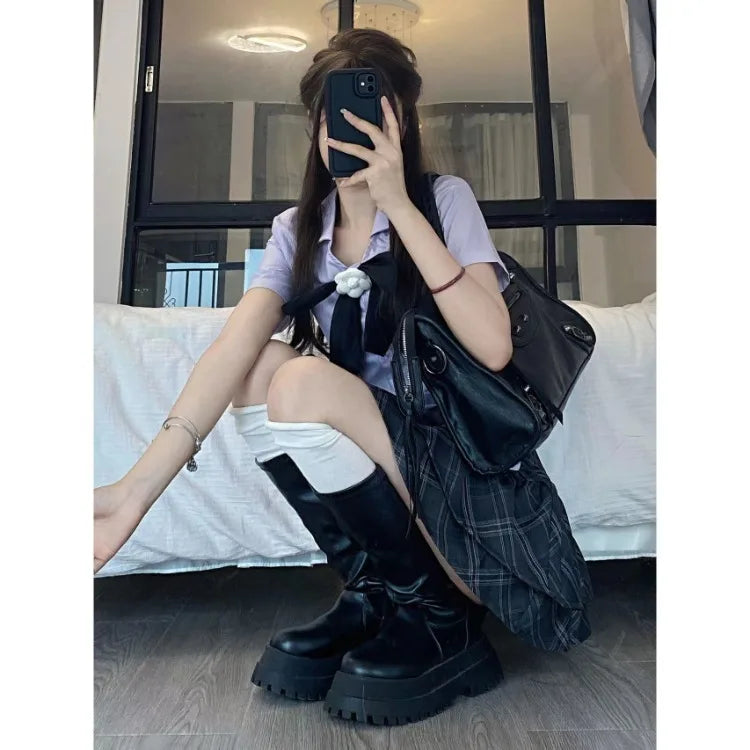 Summer Sweet Bow Slim Fit Short Sleeve JK Shirt Women - Vusy Kawaii Shop