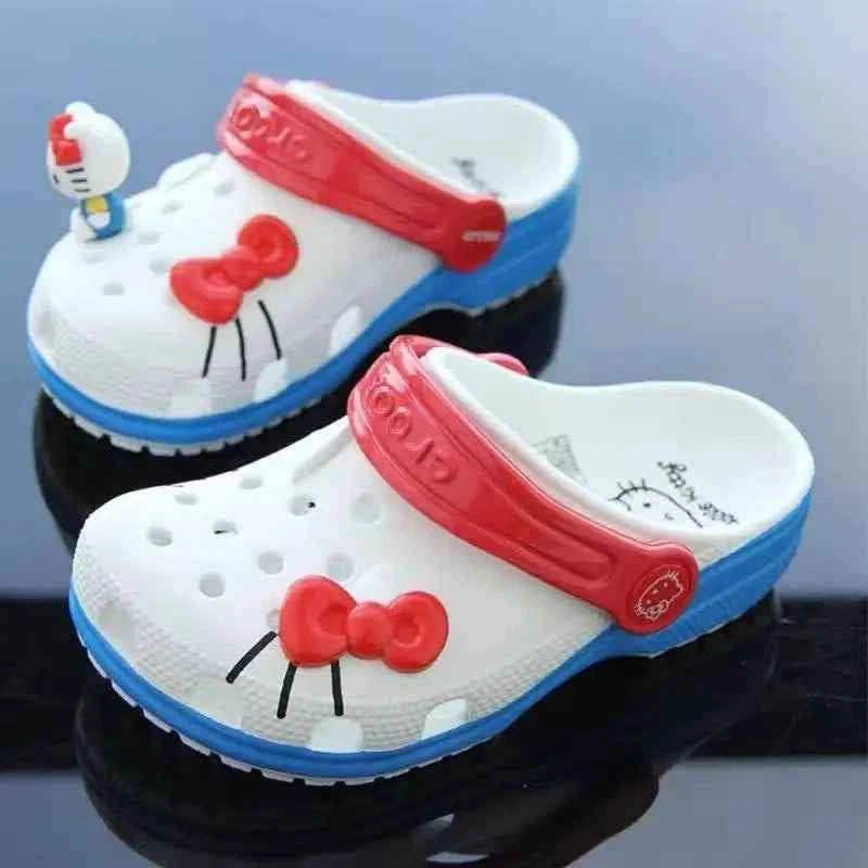 Kawaii Hello Kittys Slippers Sanrioed Hole Sandals Slippers Kt Sandals Kawaii Eva Anime Shoes Summer Slippers Adult Kids Gift