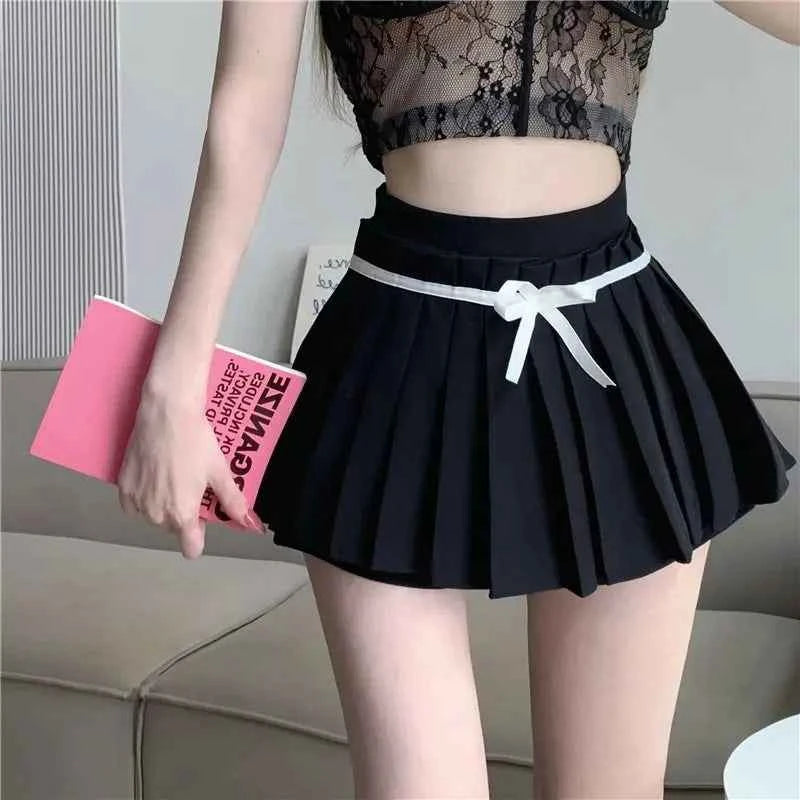 Pleated Mini Skirts Women JK Slim Simple Pure Streetwear