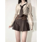 Women Suit Autumn College Style Suit Collar Shirt H Shaped - Vusy Kawaii Shop