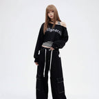 Spring-Autumn Retro Off Shoulder Short Girl Long Sleeve - Vusy Kawaii Shop