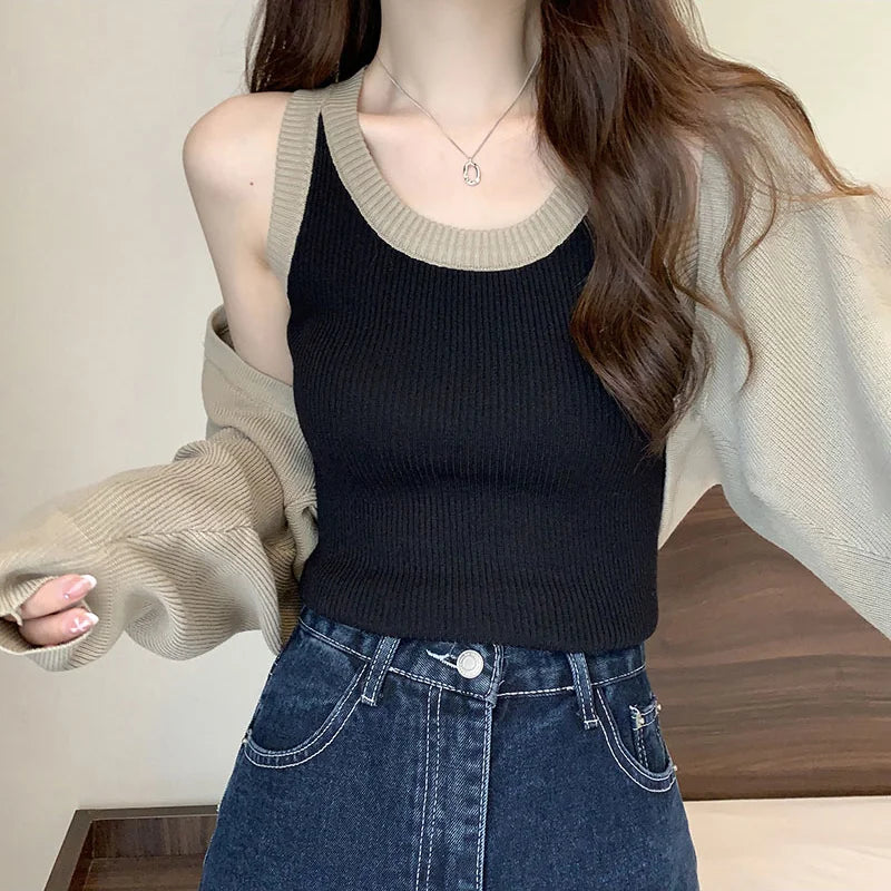 Women’s Spring Autumn Knit Vest and Pants Set Korean Fashion - Vusy Kawaii Shop