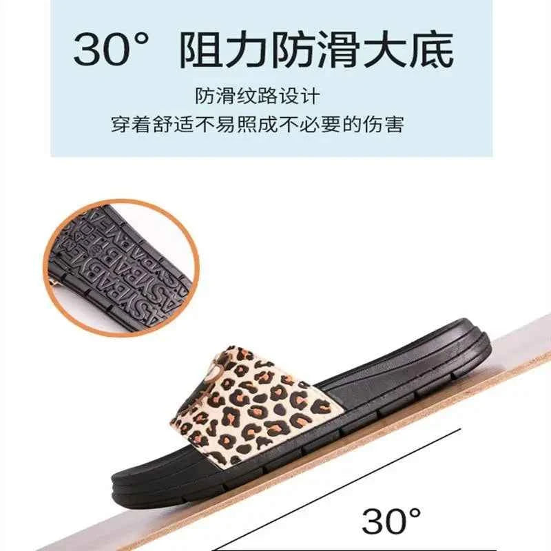 Hello Kittys Slippers Leopard Print Women Kawaii Summer Home Bathroom Bath Sandals Creative Fashion Non Slip Can Be Worn Outside