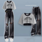 Spring-Summer Sweet Set for Students Korean Fashion T-shirt - Vusy Kawaii Shop