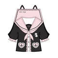 Women's Kawaii Cat Embroidery Blouse & Pleated Mini Skirt Set