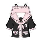 Women's Kawaii Cat Embroidery Blouse & Pleated Mini Skirt Set