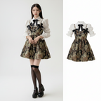 Lolita Style Sweet Blouse and Mini Sling Dress Two Piece Set - Vusy Kawaii Shop