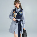 Women American College Style Design Vest Vest Striped Dress