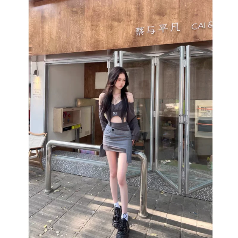 Chic Fashion Women Streetwear Sexy Halter Off Shoulder Crop - Vusy Kawaii Shop