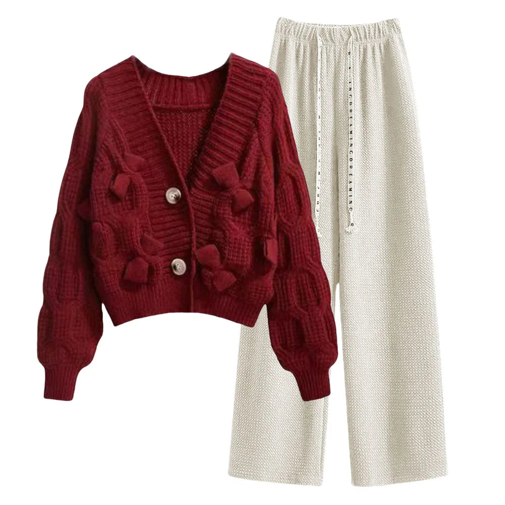 Two Piece Set in Sweater Matching Sets Korean Sweet Bow - Vusy Kawaii Shop